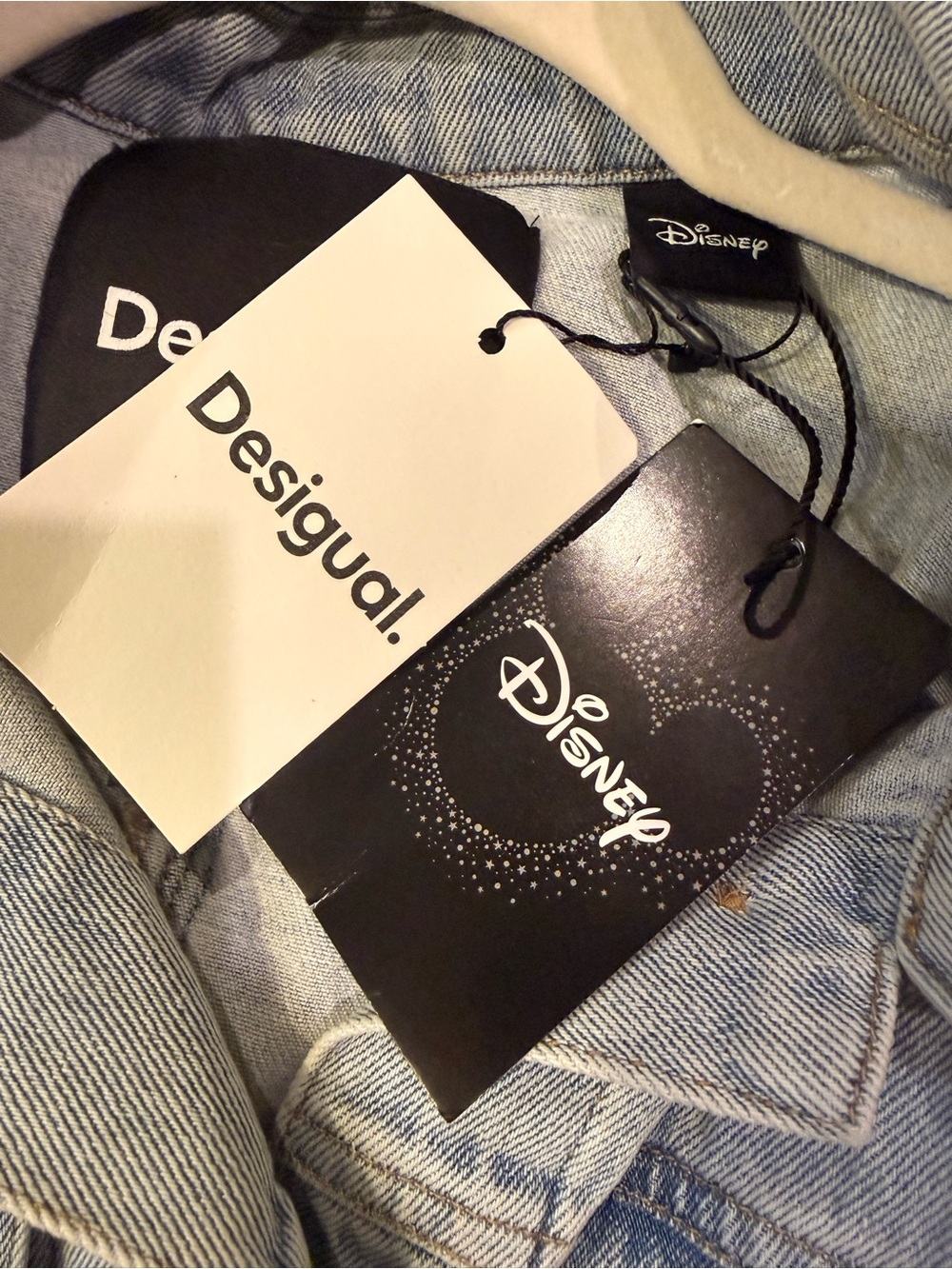 Desigual x Mickey Mouse Embroidered Mixed Media Denim Hooded Jacket Medium - Picture 12 of 13